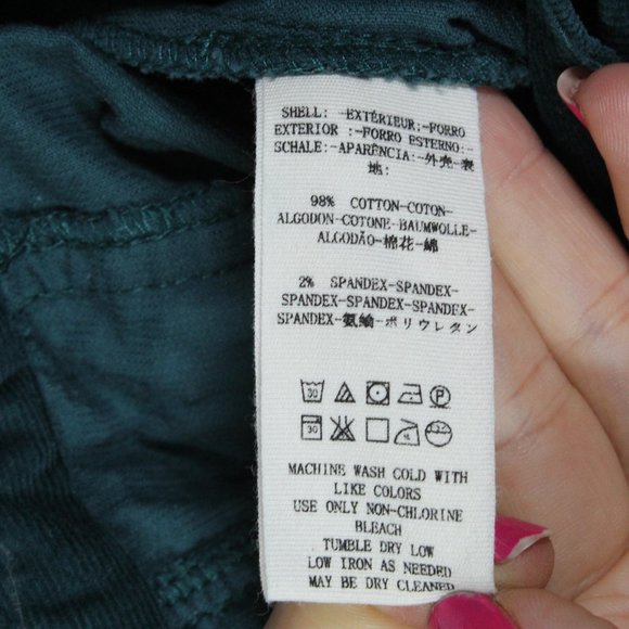 Free People Green Cotton Blend Zip Front Corduroy Mini Skirt Size 2 - Picture 9 of 10